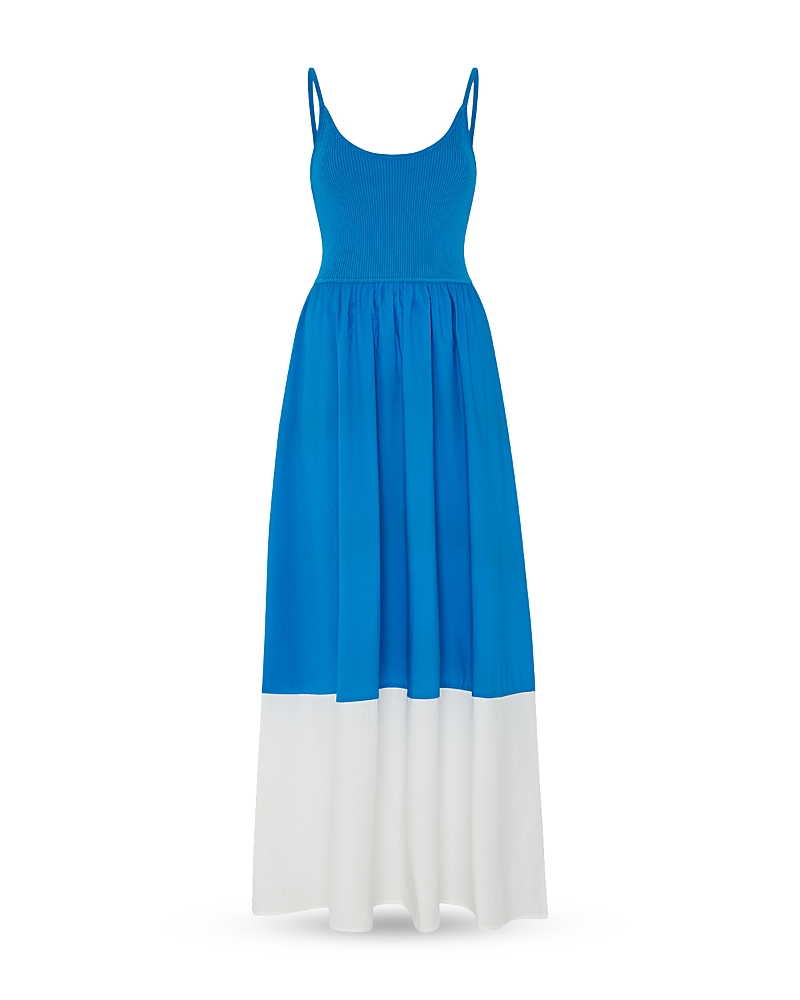 Milly Cami Knit Poplin Blocked Midi Dress