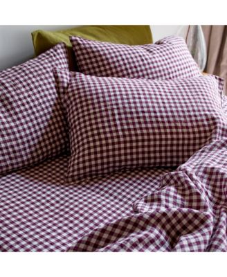 Gingham Linen Pillowcase Pair, King
