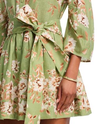 Raya Floral Print Linen Mini Dress