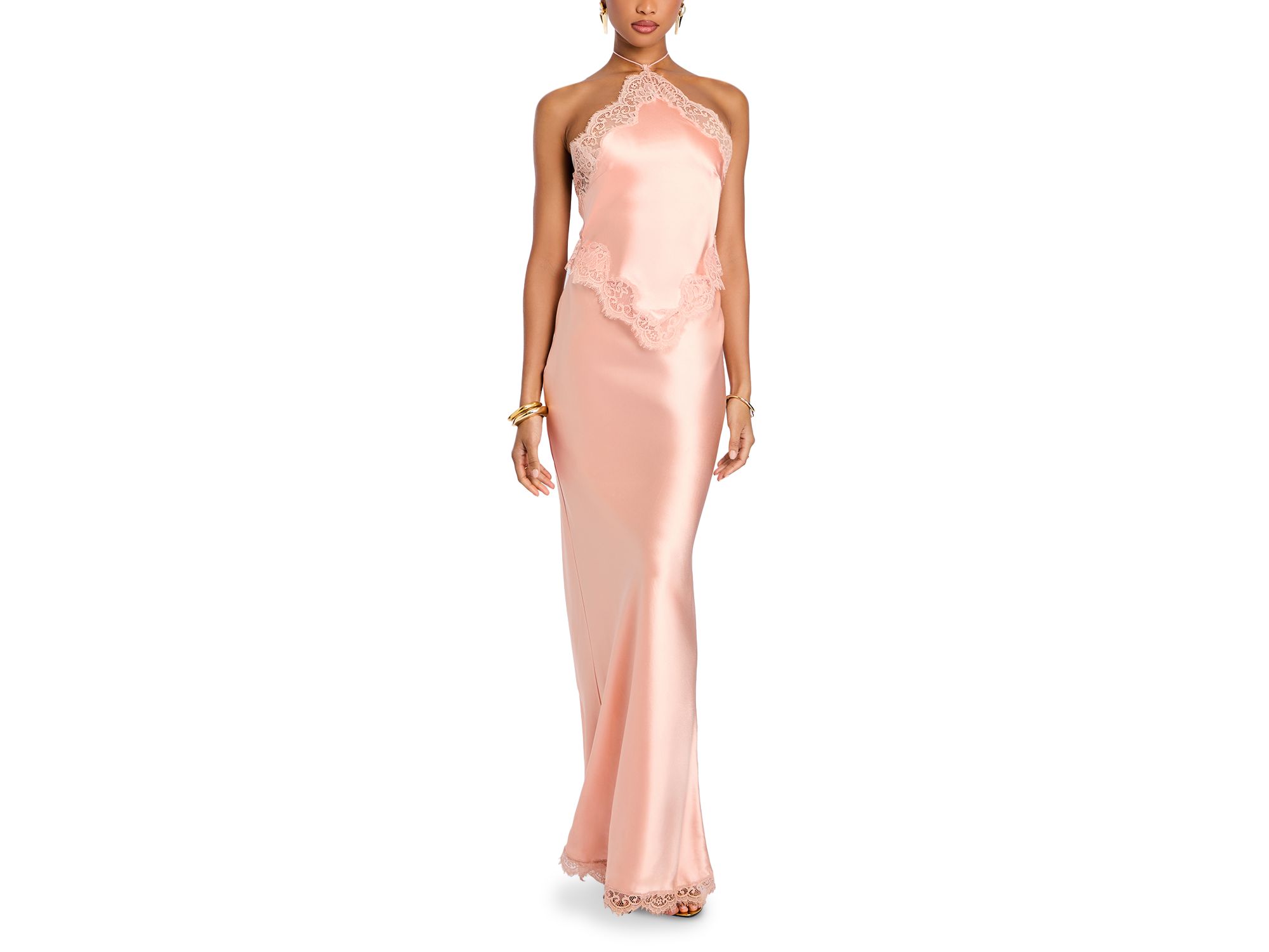 Lace Trim Halter Dress - Image 1