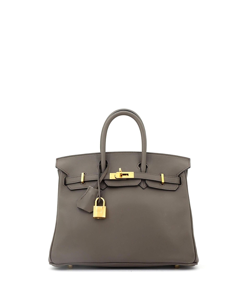 Pre-owned Pre-owned Hermes Hermes Birkin 25 Handbag Grey Swift With Gold Hardware In Gray