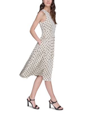 Printed Hammered Satin Midi Dress