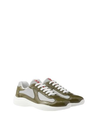 Men's Patent Leather and Technical Fabric America's Cup Sneakers in Green