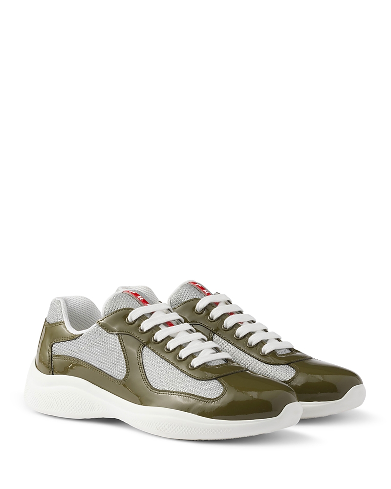 Prada Men's America's Cup Sneakers Patent Leather And Technical Fabric in Green