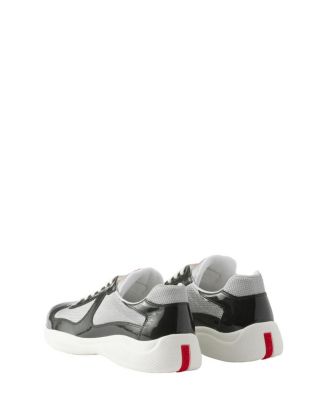 Men's Patent Leather and Technical Fabric America's Cup Sneakers in Dark Grey