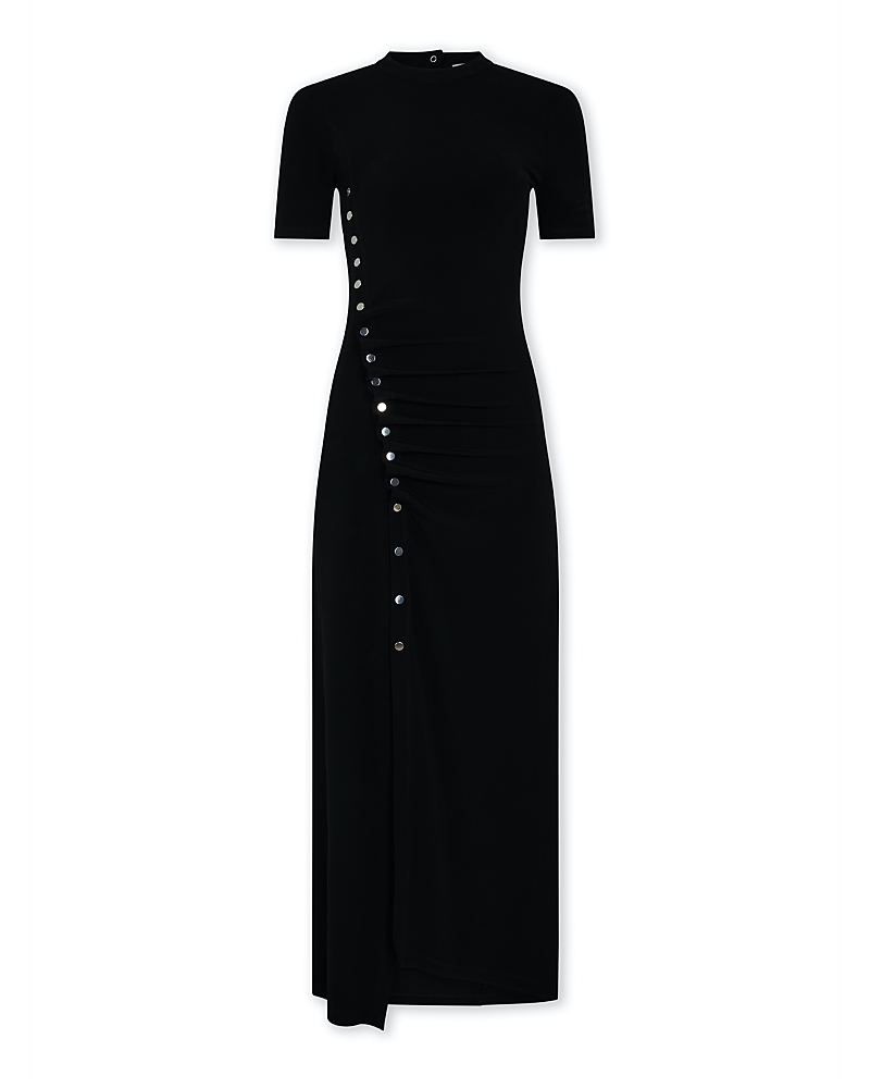 Rabanne Draped Stretch Jersey Maxi Dress In Black
