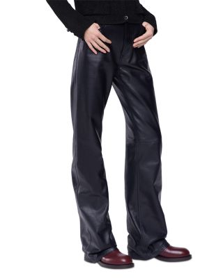 パンツ Rabanne Leather Pants With Central Button Closure Rabanne Leather Straight Leg Pants | Bloomingdale's