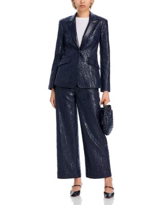Cinq à Sept - Embroidered Faux Leather Blazer & Pants