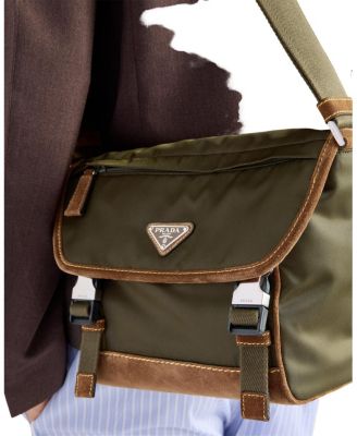 Medium Re-Nylon and Suede Shoulder Bag