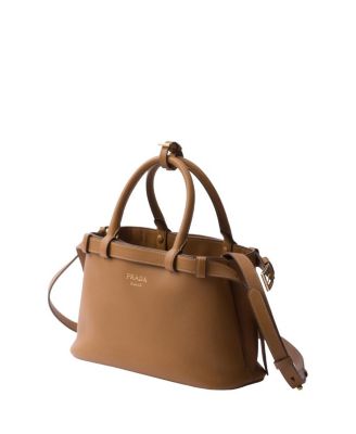 Buckle Small Leather Handbag with Double Belt