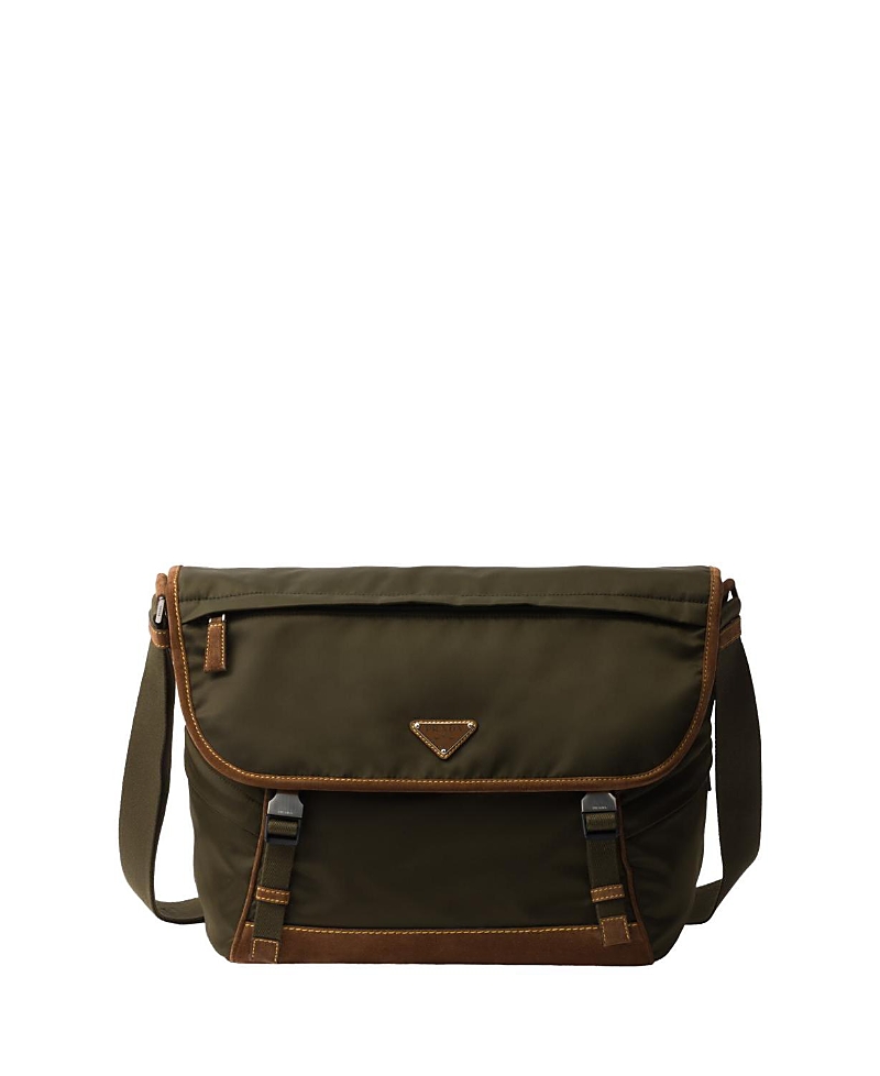 Prada Large Triangle-logo Messenger Bag In Green