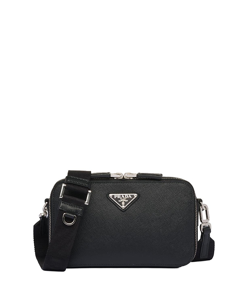 Prada Brique Saffiano Leather Bag In Black