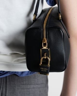 Medium Leather Top-Handle Bag with Padlock