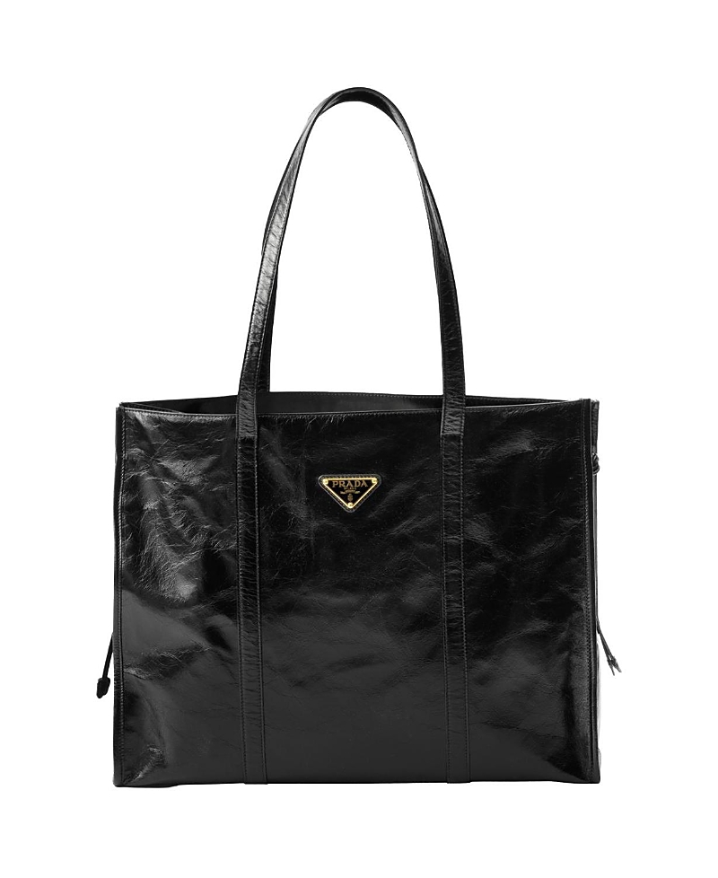 Prada Large Glossy Leather Tote Bag