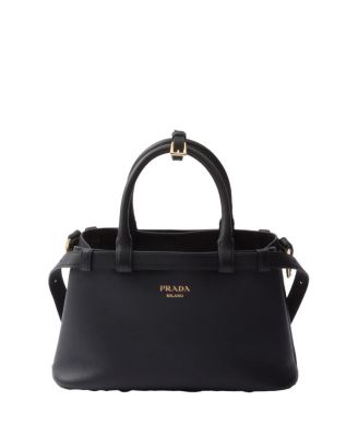 Buckle Small Leather Handbag with Double Belt