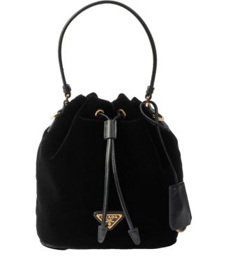 【PRADA】VELVET MINI BUCKET BAG Prada Velvet Mini-Bag with Nappa Leather Details