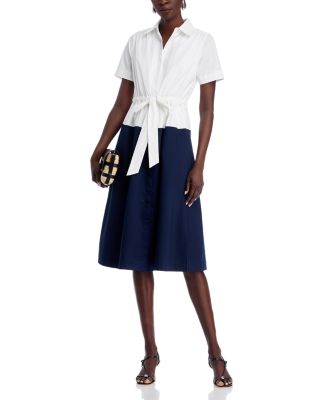 Short Sleeve Button Down Colorblock Dress