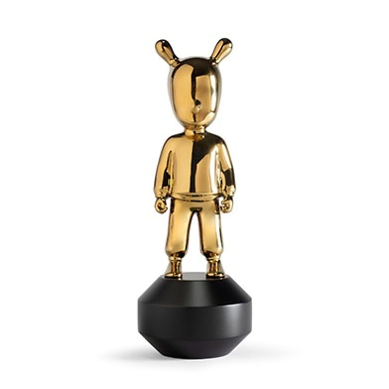 Lladrò The Gold-tone Guest Little Figurine In Gold