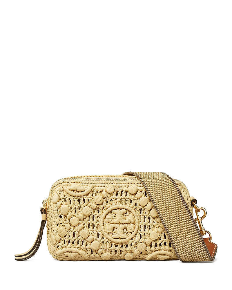 Tory Burch Mini Miller T Monogram Raffia Crossbody Bag