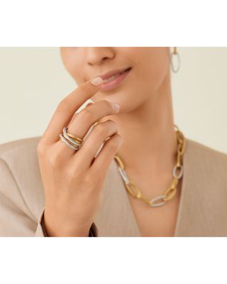 18K White & Yellow Gold Jaipur Gold Alta Diamond Five Row Crossover Ring