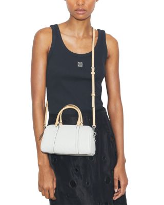 T Monogram Embossed Leather Satchel