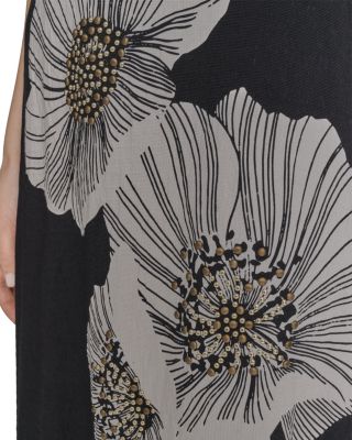 Halter Neck Embellished Floral Print Dress