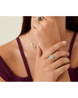 18K Yellow Gold Jaipur Color Aquamarine Medium Bezel Ring