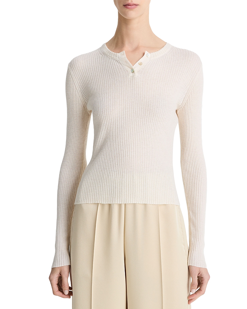Vince Ribbed Long Sleeve Henley