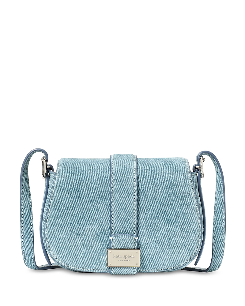 Kate Spade New York Nouveau Denim Printed Suede Mini Saddle Bag