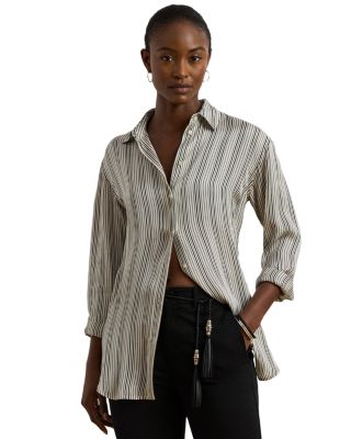 Relaxed Fit Striped Satin Shirt