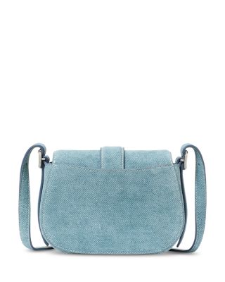 Nouveau Denim Printed Suede Mini Saddle Bag
