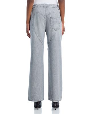 High Rise Wide Leg Jeans in Light Grey