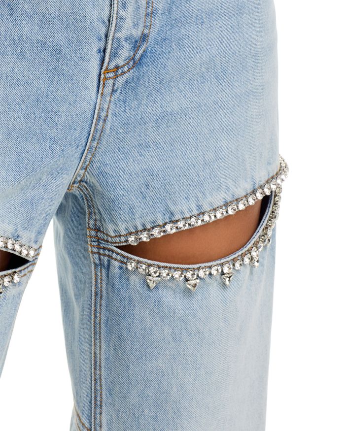 Crystal Slit Jeans Light Blue
