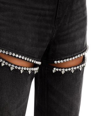 Crystal Slit Jeans in Black