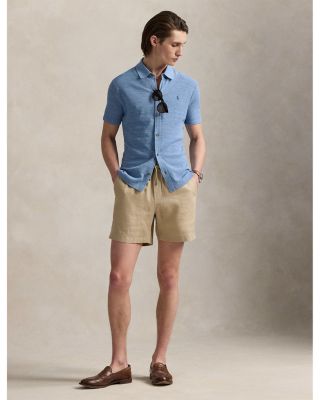 Textured Short Sleeve Cotton-Linen Shirt