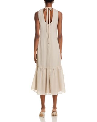 Tie Neck Tiered Midi Dress