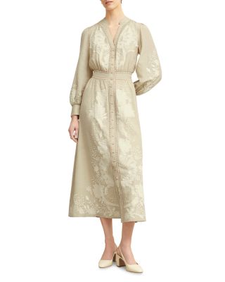 Frida Button Front Lace Trim Dress