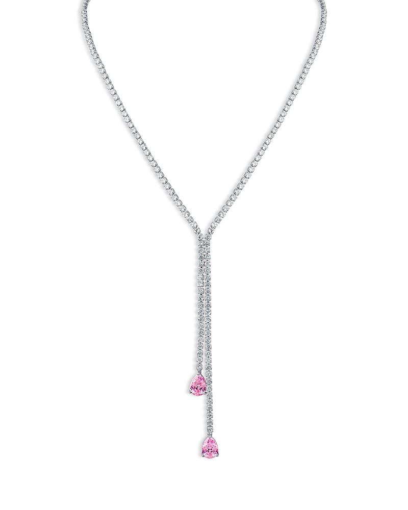 Kenneth Jay Lane Mixed Cut Cubic Zirconia Tennis Y-necklace In Metallic