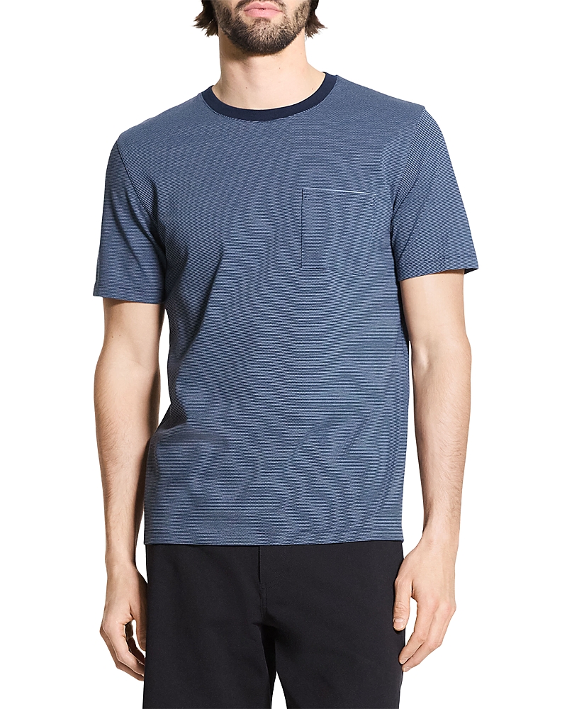 Theory Pique Crew Tee In Blue