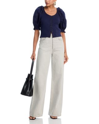 Mixed Media Puff Sleeve Top - Exclusive