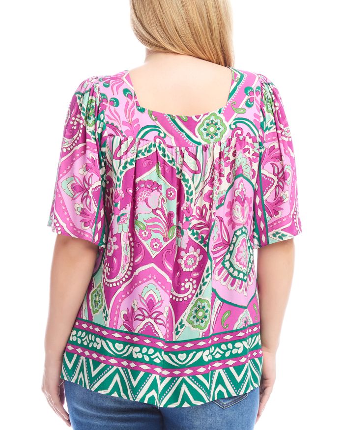Plus Flare Sleeve Square Neck Top