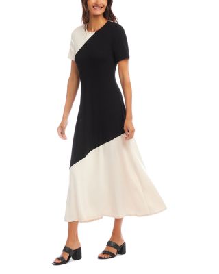 Short Sleeve Contrast Midi Dress	