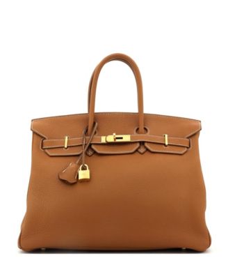 Pre-Owned HERMÈS - Birkin 35 Handbag Brown Clemence with Gold Hardware
