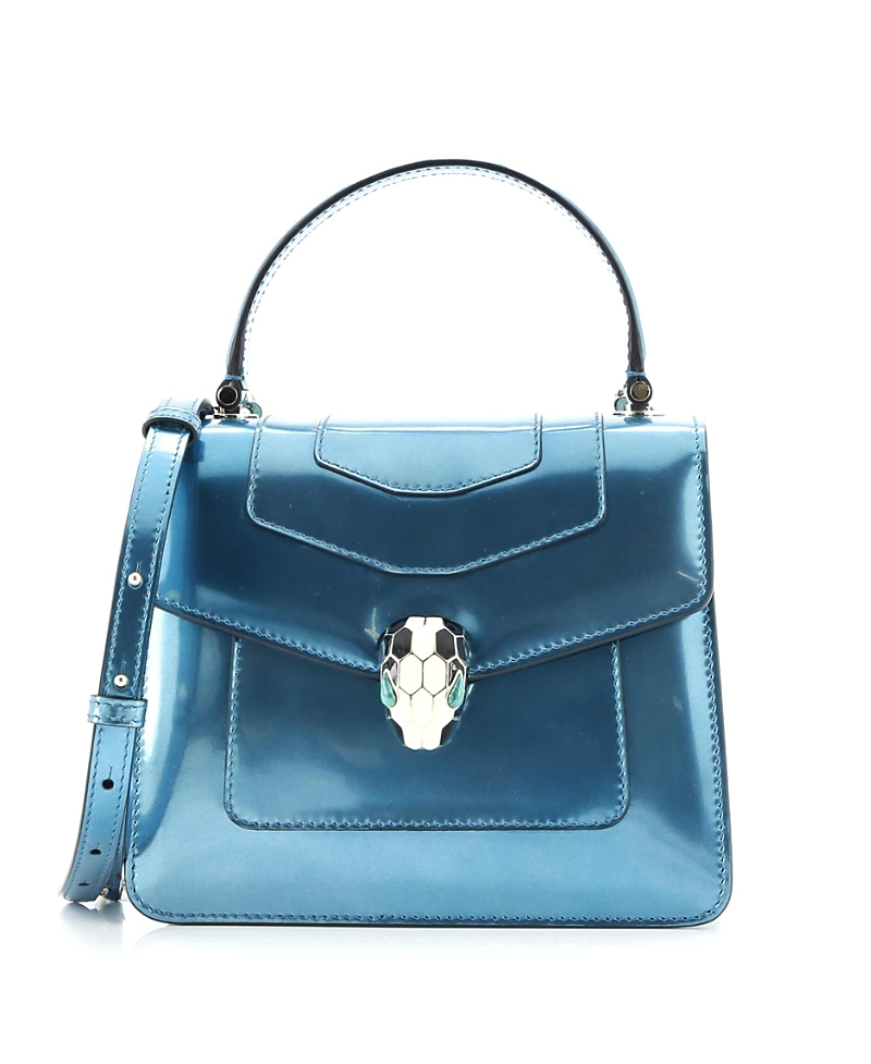 Pre-owned Pre-owned Bvlgari Bvlgari Small Serpenti Forever Square Shoulder Bag Metallic Leather