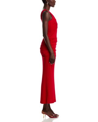 V Neck Ruched Column Dress