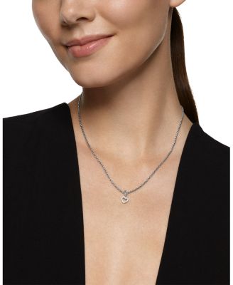 Micro Pav&eacute; Open Heart Amulet in Sterling Silver with Diamonds, 6.8mm