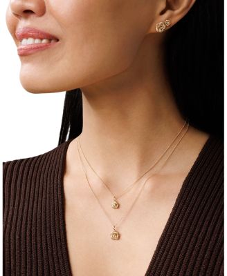 14K Yellow Gold Diamond Rose Stud Earrings