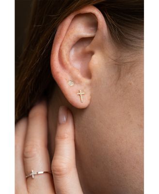 14K Yellow Gold Diamond Cross Ring