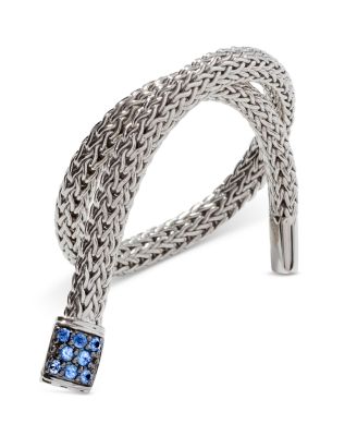 Sterling Silver Icon Bracelet with Pav&eacute; Blue Sapphires, 5mm