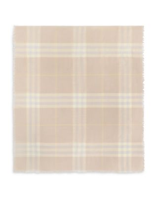 Wide Check Lightweight Wool Scarf